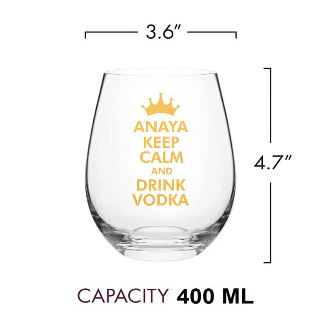 Personalized Modern Drinking Glasses Custom Stemless Vodka Glass With Name - Keep Calm - Image 6