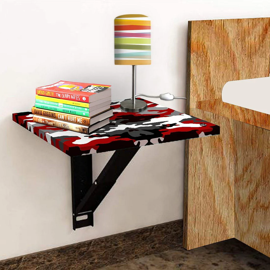 Fold Down Table Bracket - Red Black Army Camouflage - Image 4
