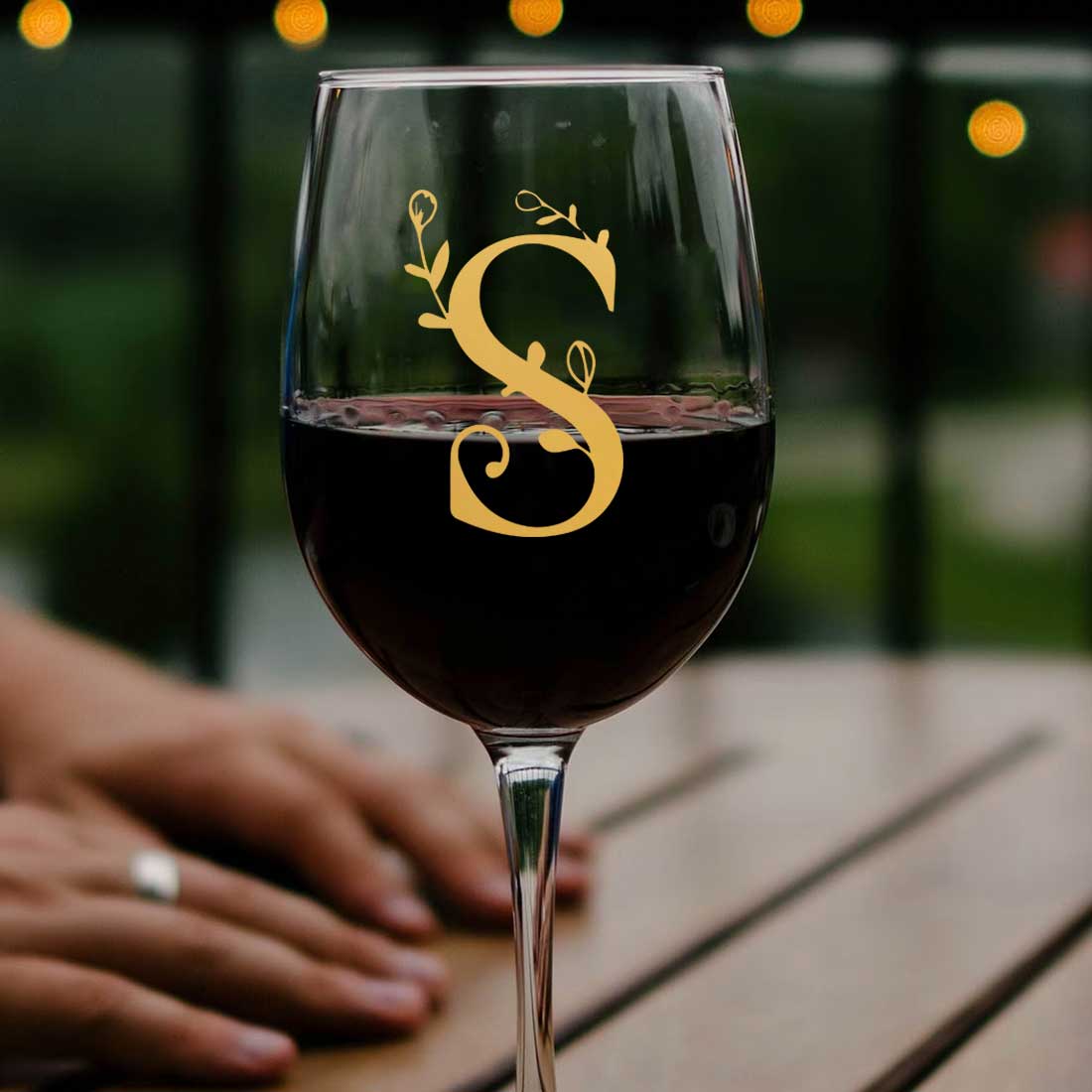 Customized Monogrammed Wine Glasses For Couples Gift - Floral - Image 3