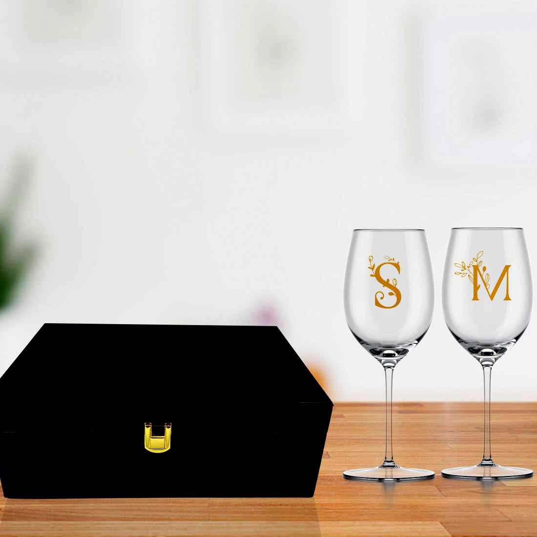 Customized Monogrammed Wine Glasses For Couples Gift - Floral - Image 8