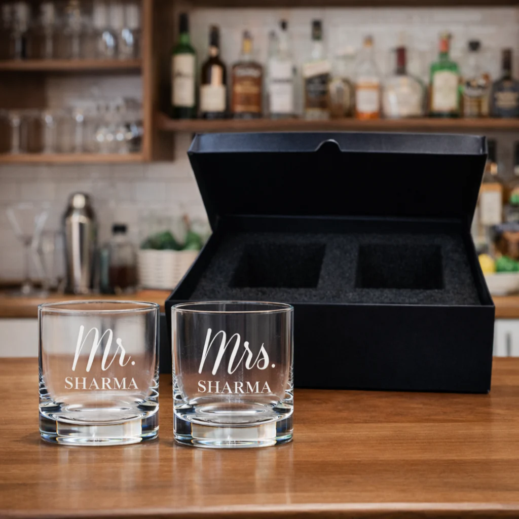 Personalized Mr and Mrs Whiskey Glasses Set of 2 for Couples Anniversary gifts - Image 20