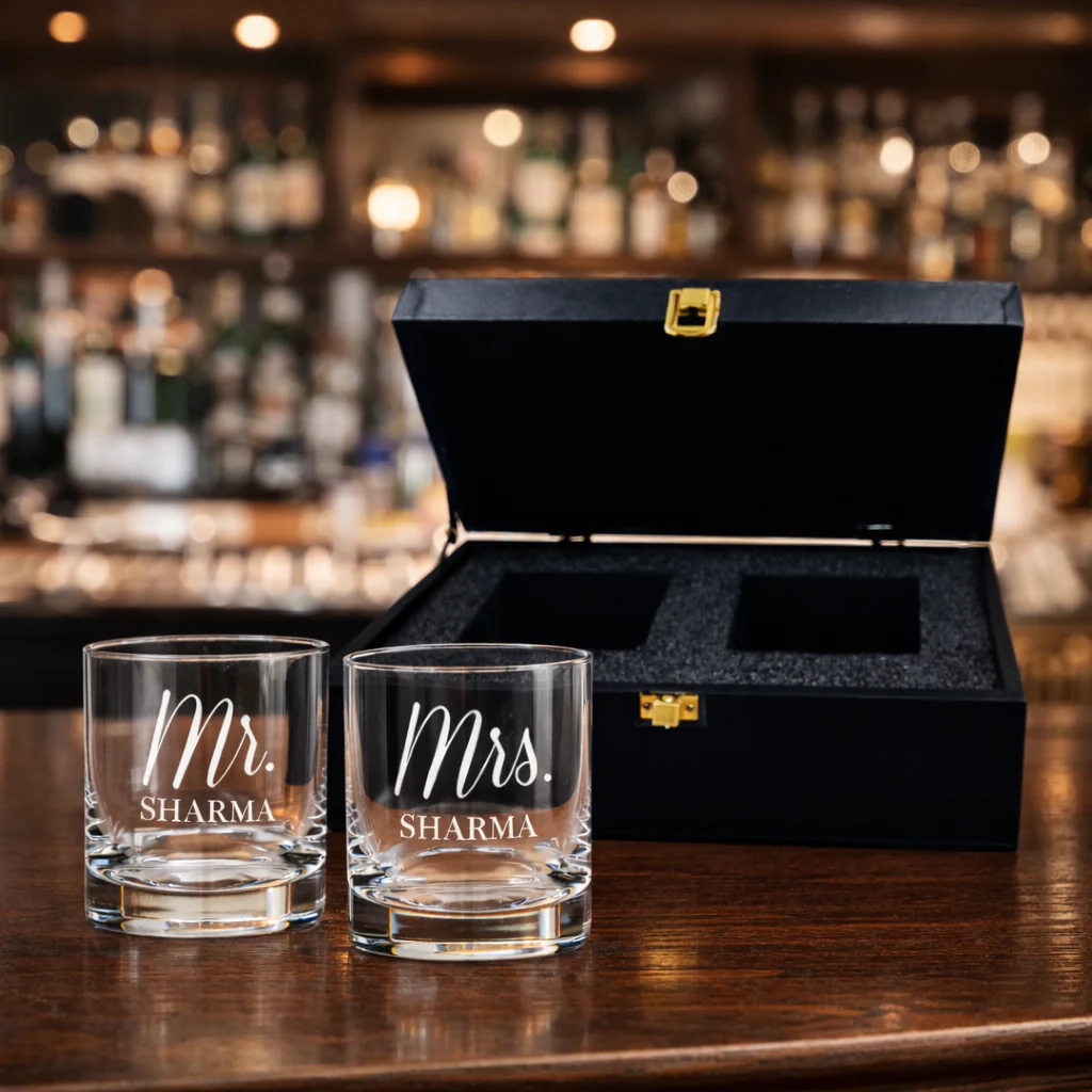 Personalized Mr and Mrs Whiskey Glasses Set of 2 for Couples Anniversary gifts - Image 7
