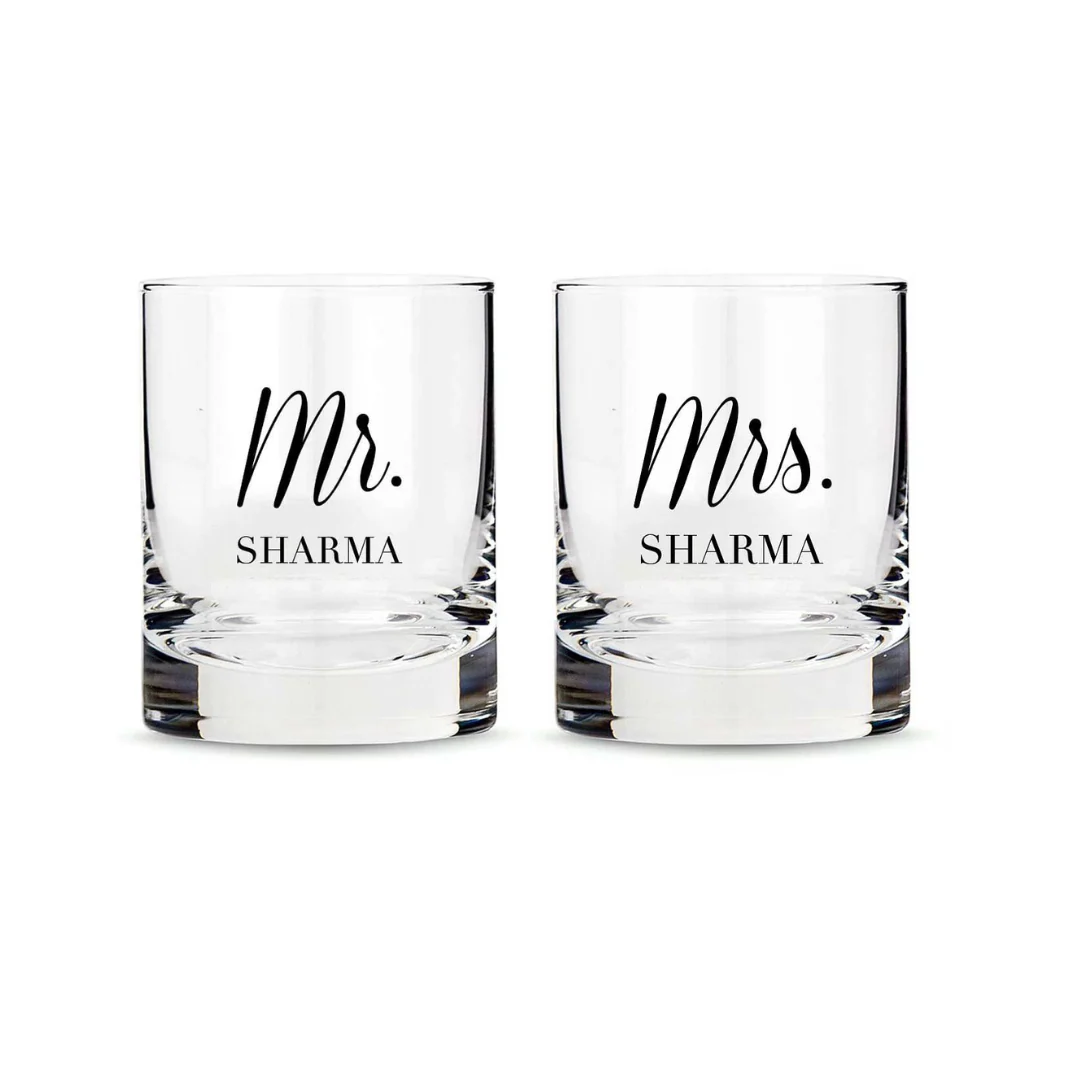 Personalized Mr and Mrs Whiskey Glasses Set of 2 for Couples Anniversary gifts - Image 9