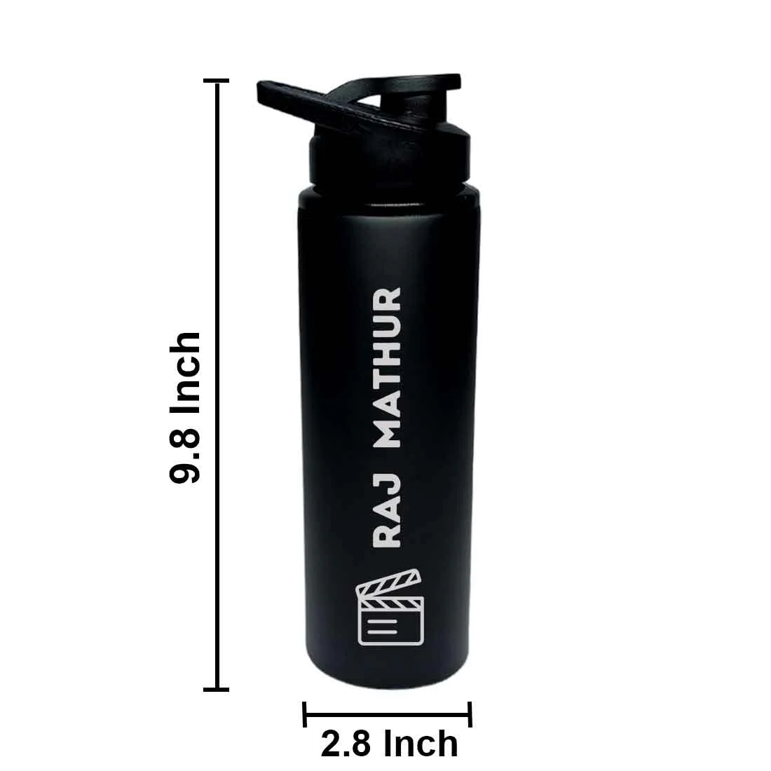 Personalised Name Engraved Water Bottle for Movie Buffs - Film Clapboard (Filmy) - Image 7