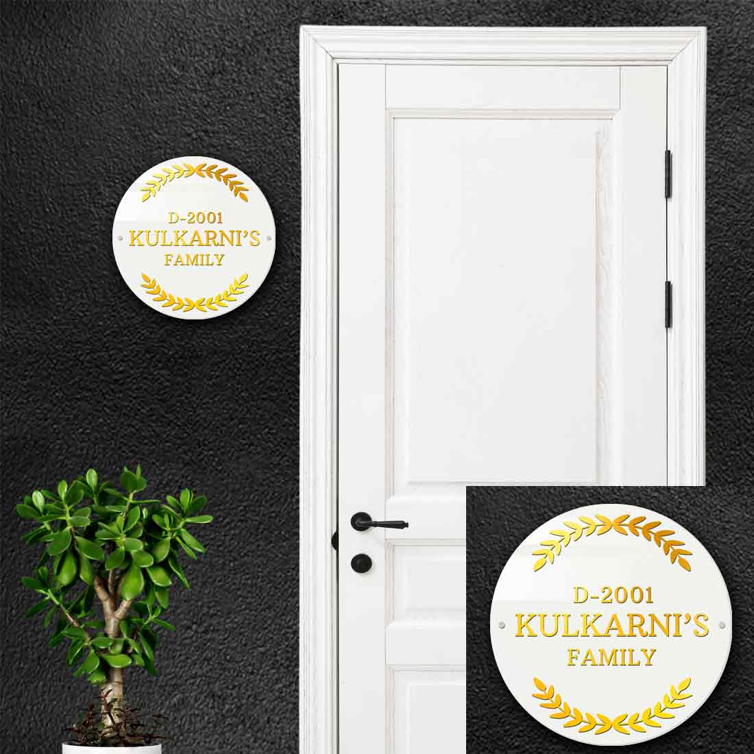 Personalized Round Name Plate for Home Office Flat Door Entrance - Image 3