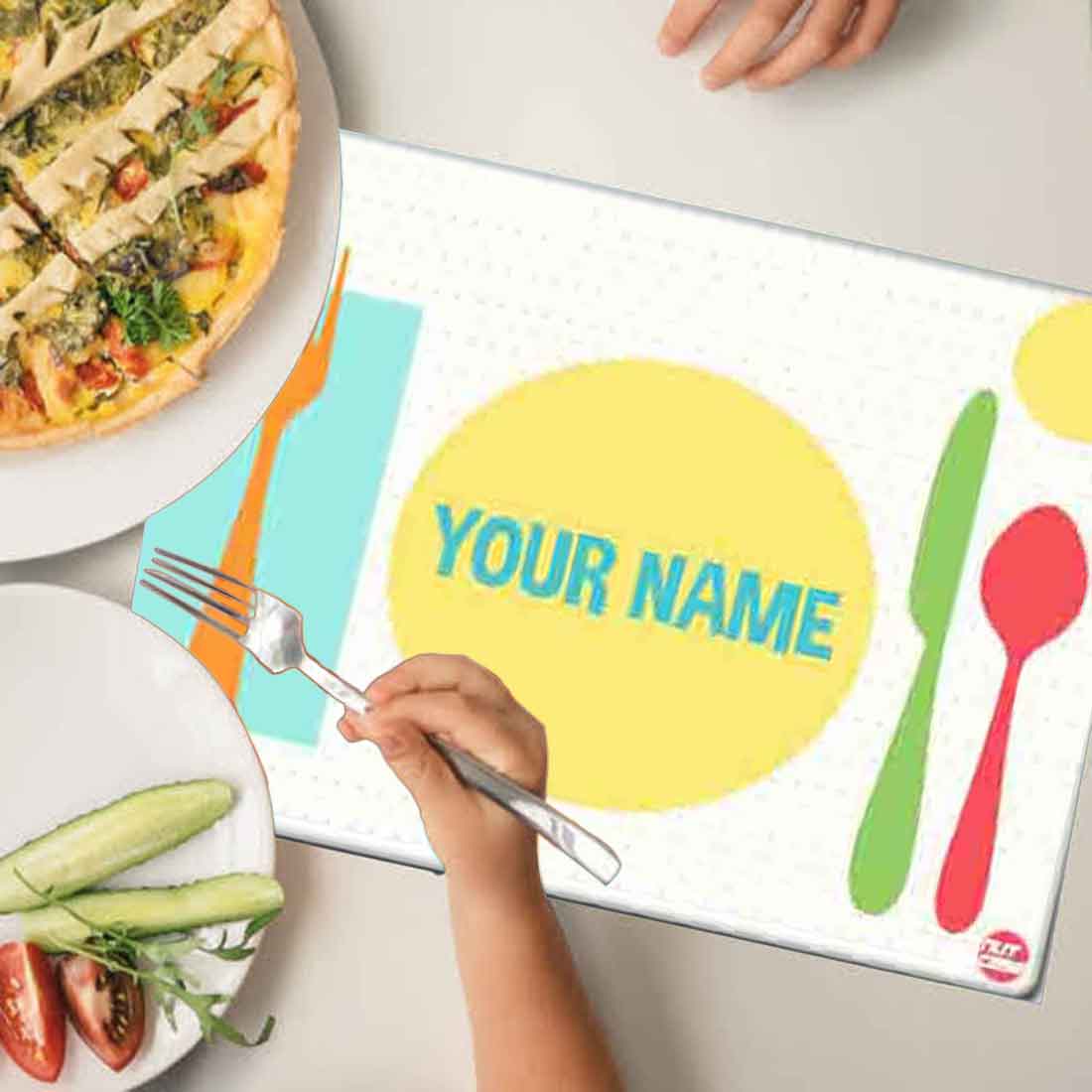 Personalized Fabric Table Mats For Kids - Spoons & Forks - Image 3