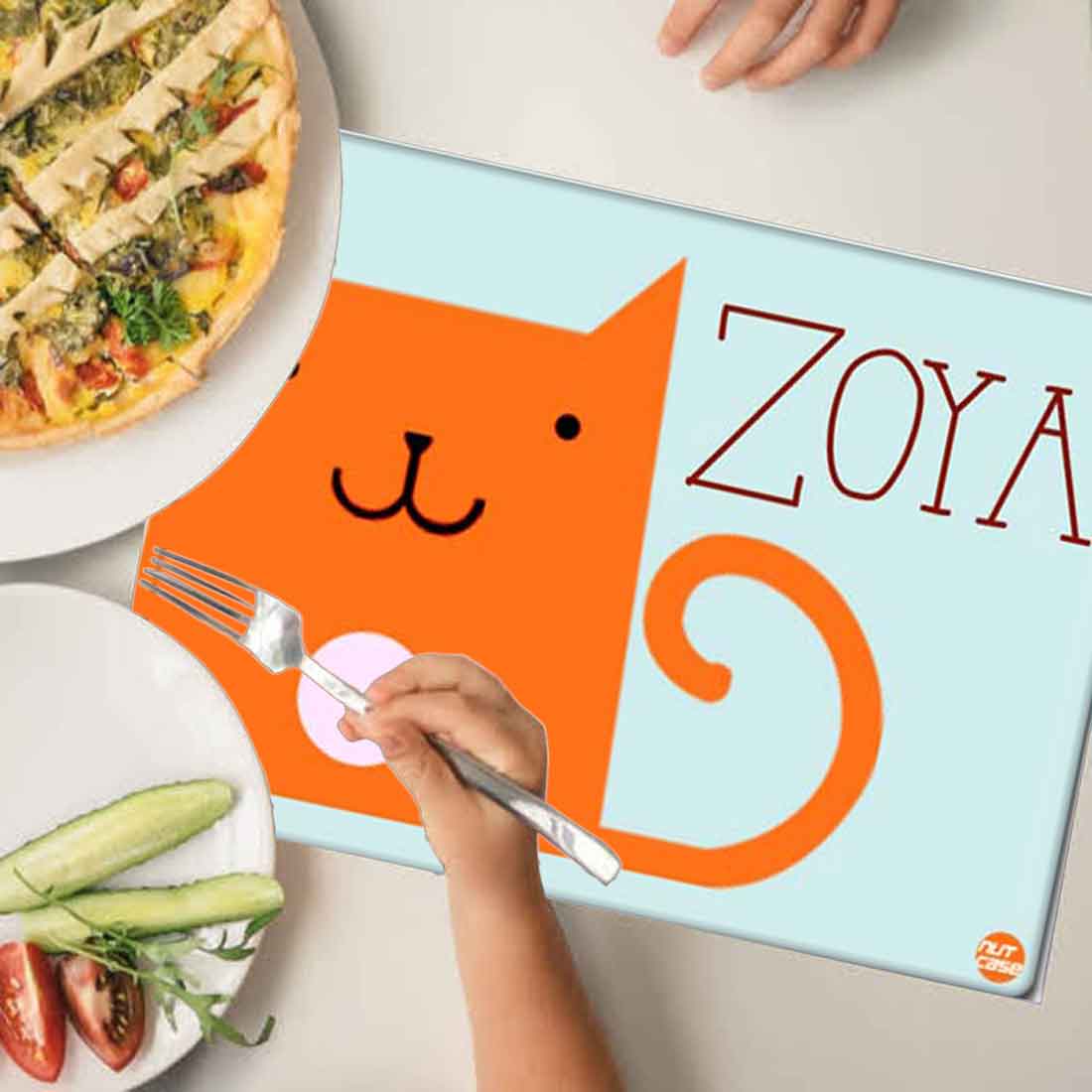 Personalized Fabric Table Mats For Kids  - A Orange Cat - Image 3