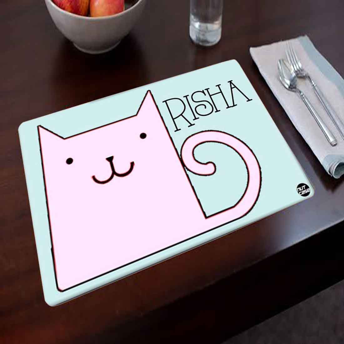 Personalized Fabric Table Mats For Kids -A Sweet Cat