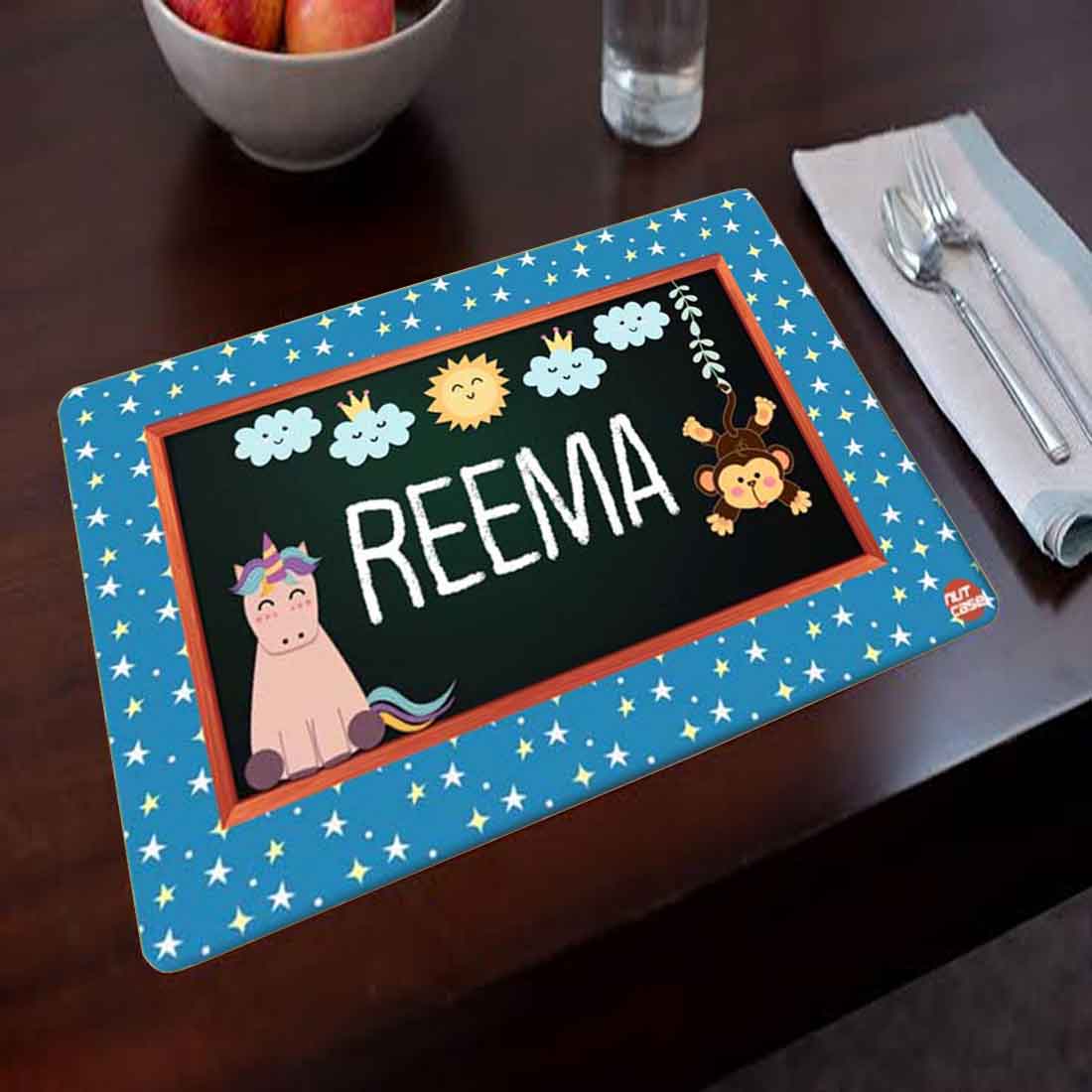 Customized Return Gifts for Birthday Table Mat Kids - Unicorn & Monkey