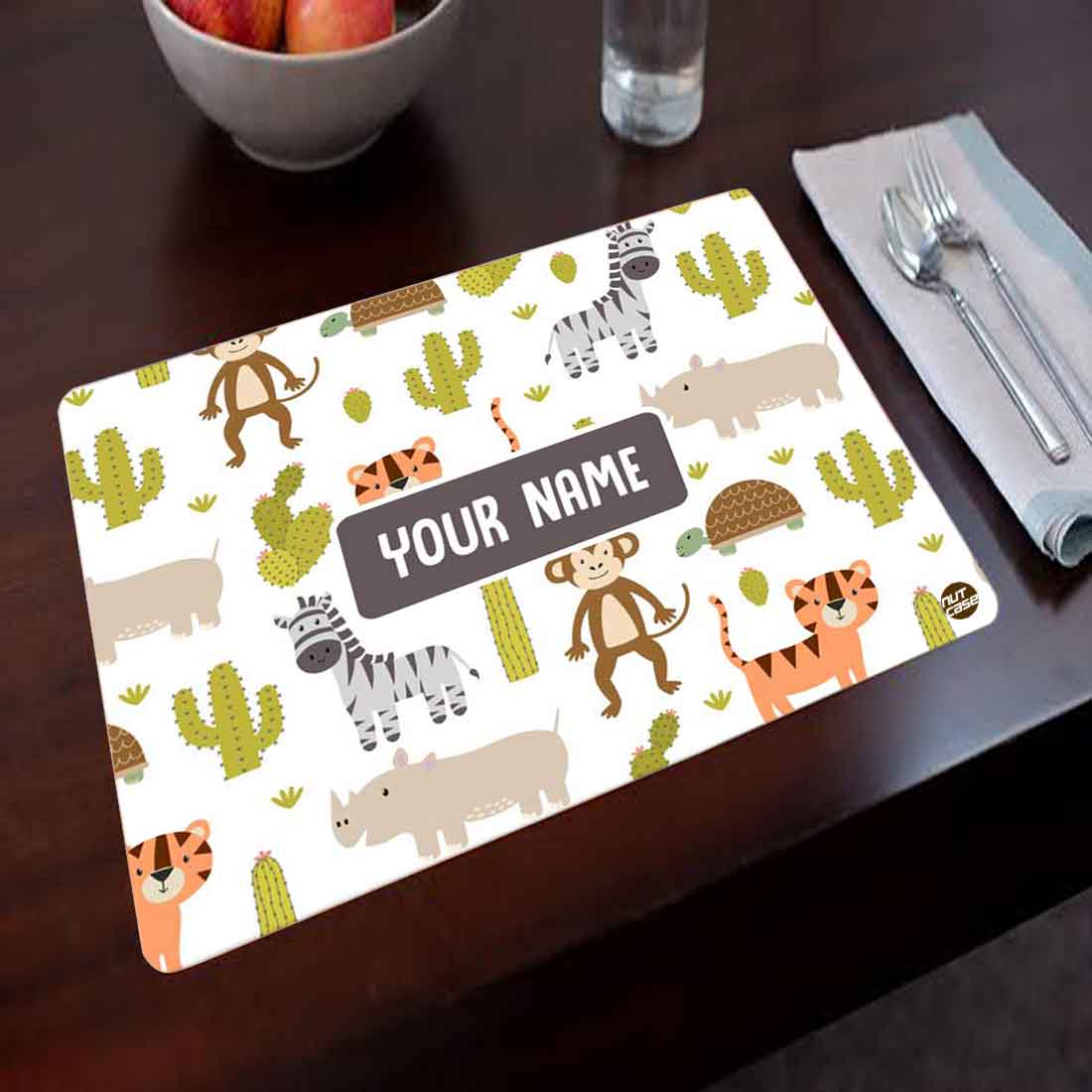 Customised Table Mat jungle Safari Theme Return Gift for Kids - Animals & Cactus