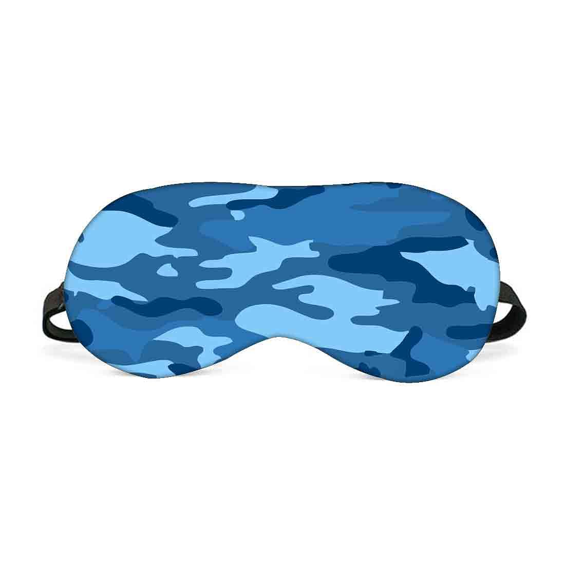 Designer Travel Eye Mask for Sleeping - Army Camo Blue - Made in India
