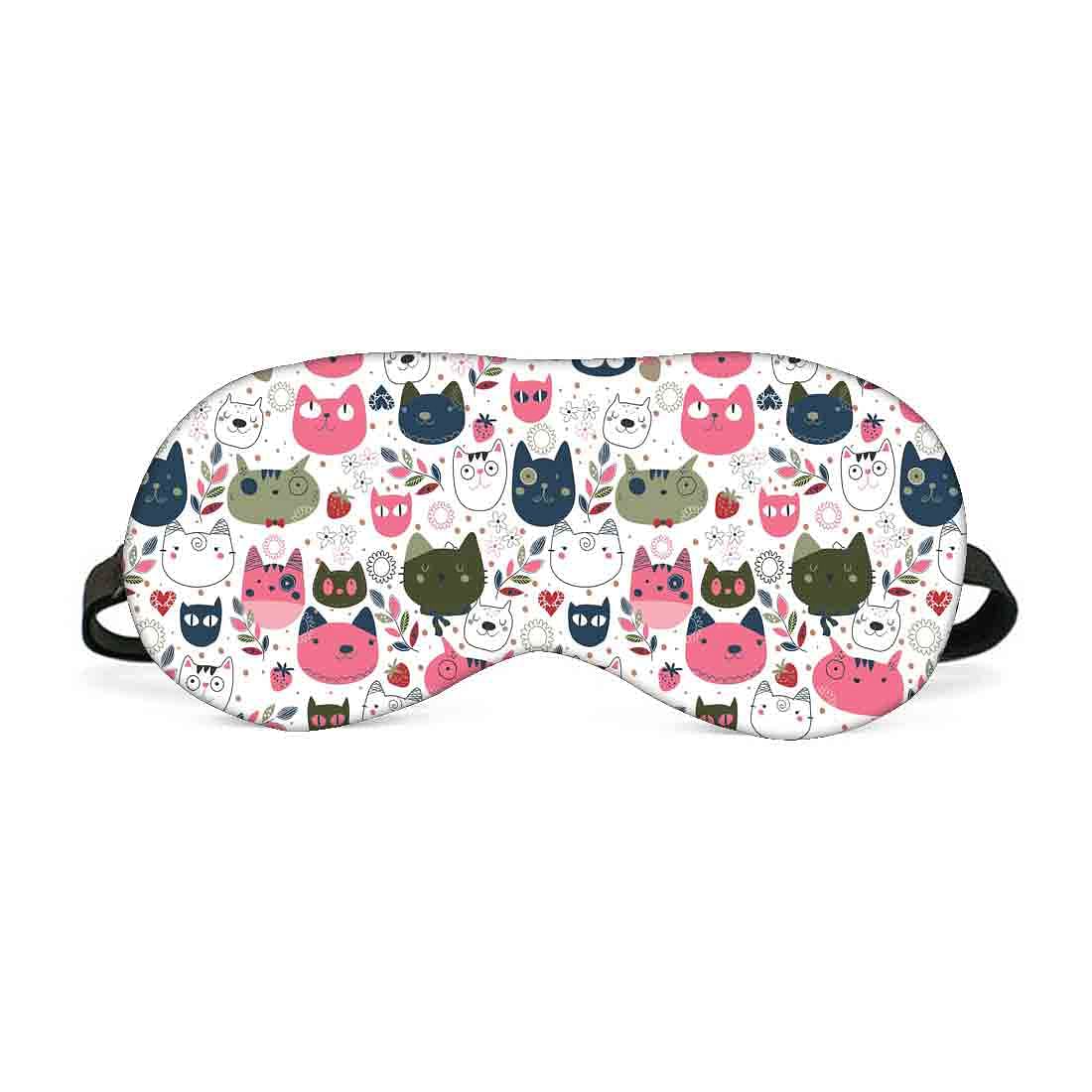 Designer Travel Eye Mask for Sleeping - Cats Everywhere - Made in India