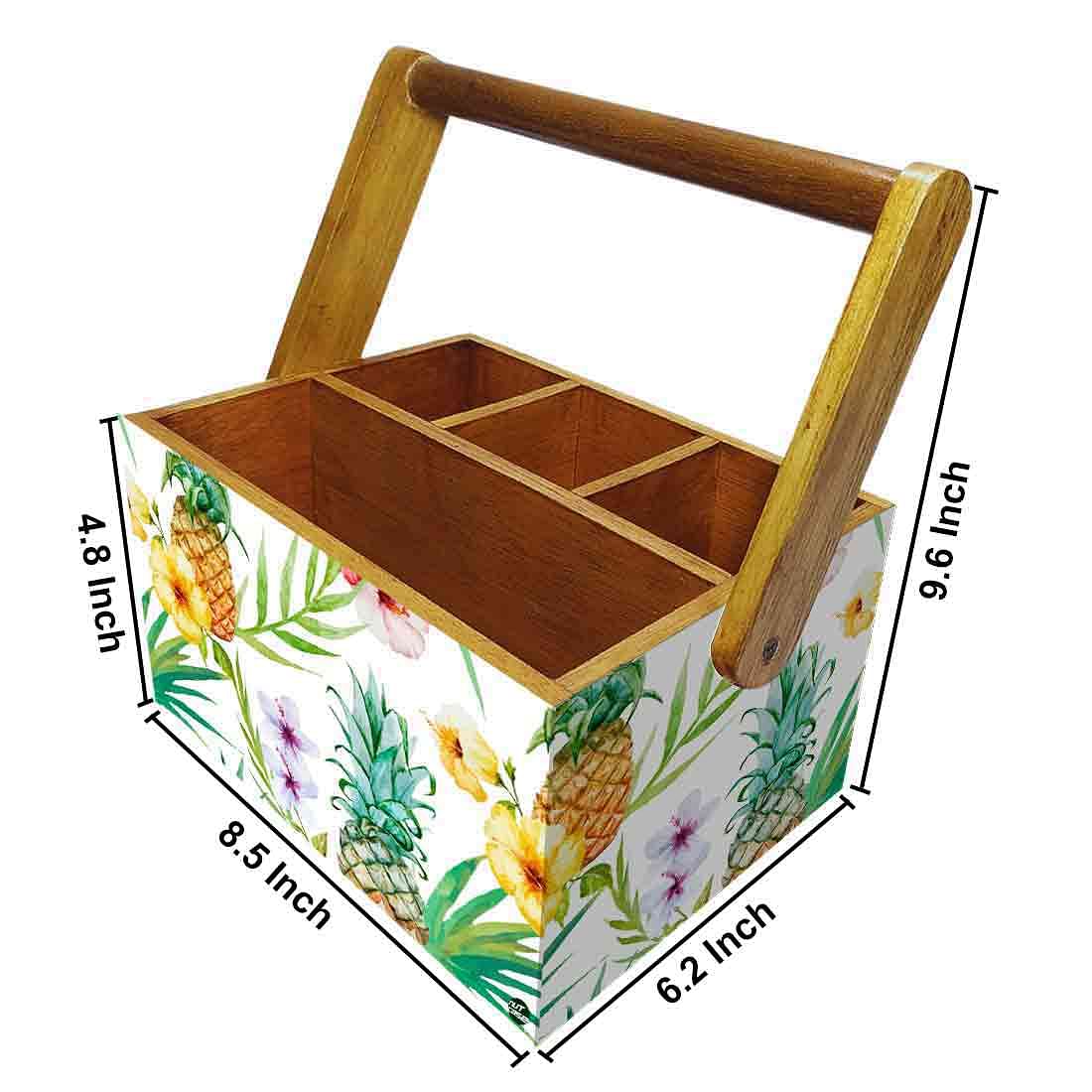 Cutlery Holder With Handle for Dining Table Spoons Tissue Organizer - Pineapple - Image 3