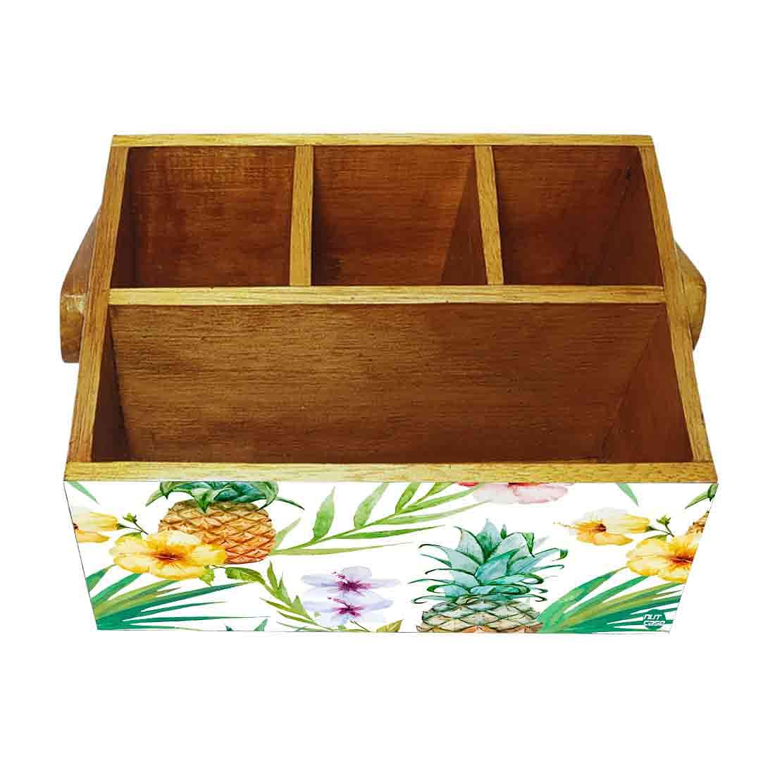 Cutlery Holder With Handle for Dining Table Spoons Tissue Organizer - Pineapple - Image 4