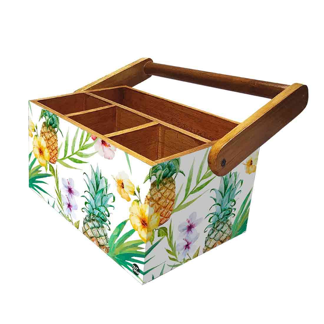 Cutlery Holder With Handle for Dining Table Spoons Tissue Organizer - Pineapple - Image 5