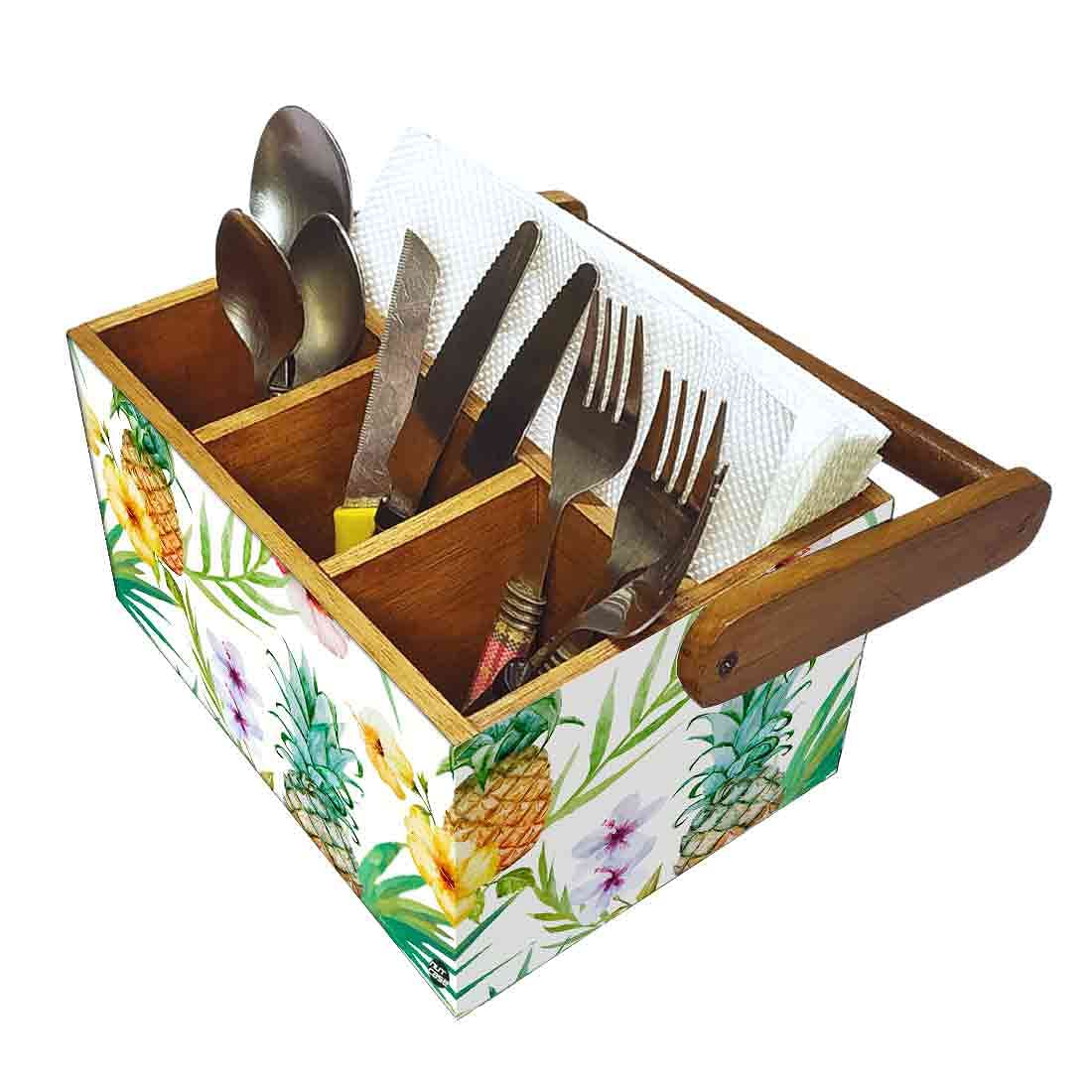 Cutlery Holder With Handle for Dining Table Spoons Tissue Organizer - Pineapple - Image 6