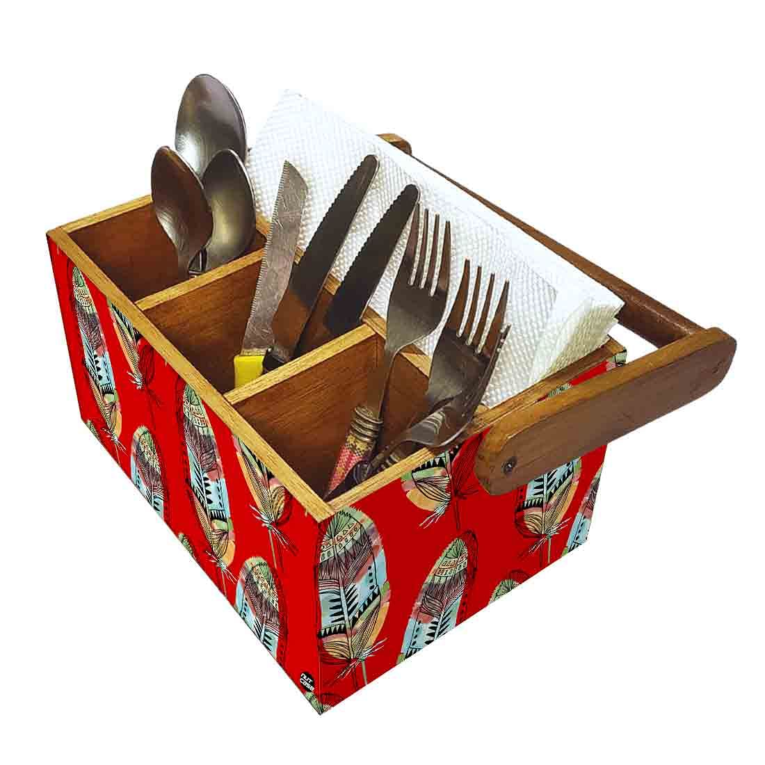 Silverware Cutlery Stand Holder for Spoons Tissue & Knives - Feathers - Image 6