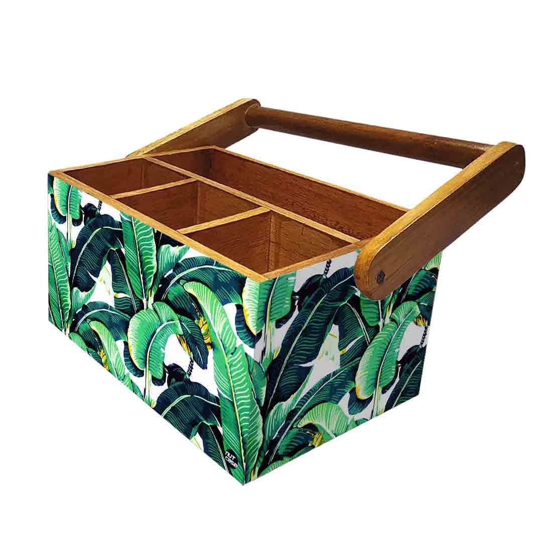 Cutlery Stand for Dining Table Tissue Knives & Spoons Organizer - Banana Leaves - Image 5