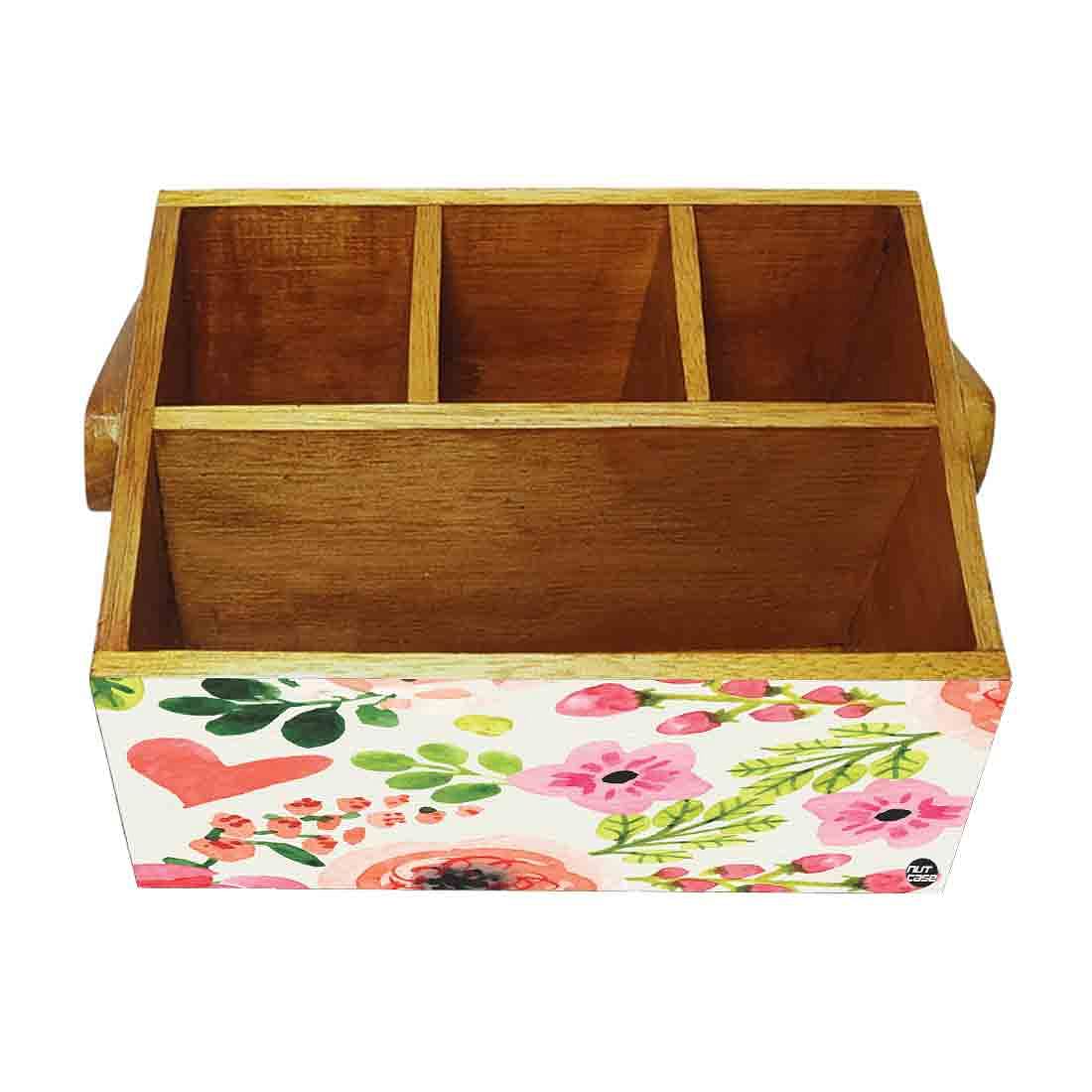 Classy Wooden Cutlery Holder for Dinning Table Organizer - Baby Flowers - Image 4