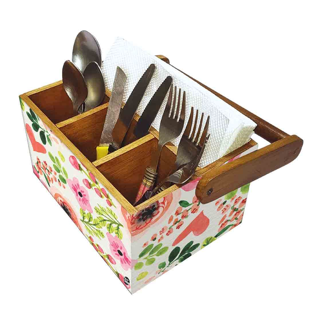 Classy Wooden Cutlery Holder for Dinning Table Organizer - Baby Flowers - Image 6