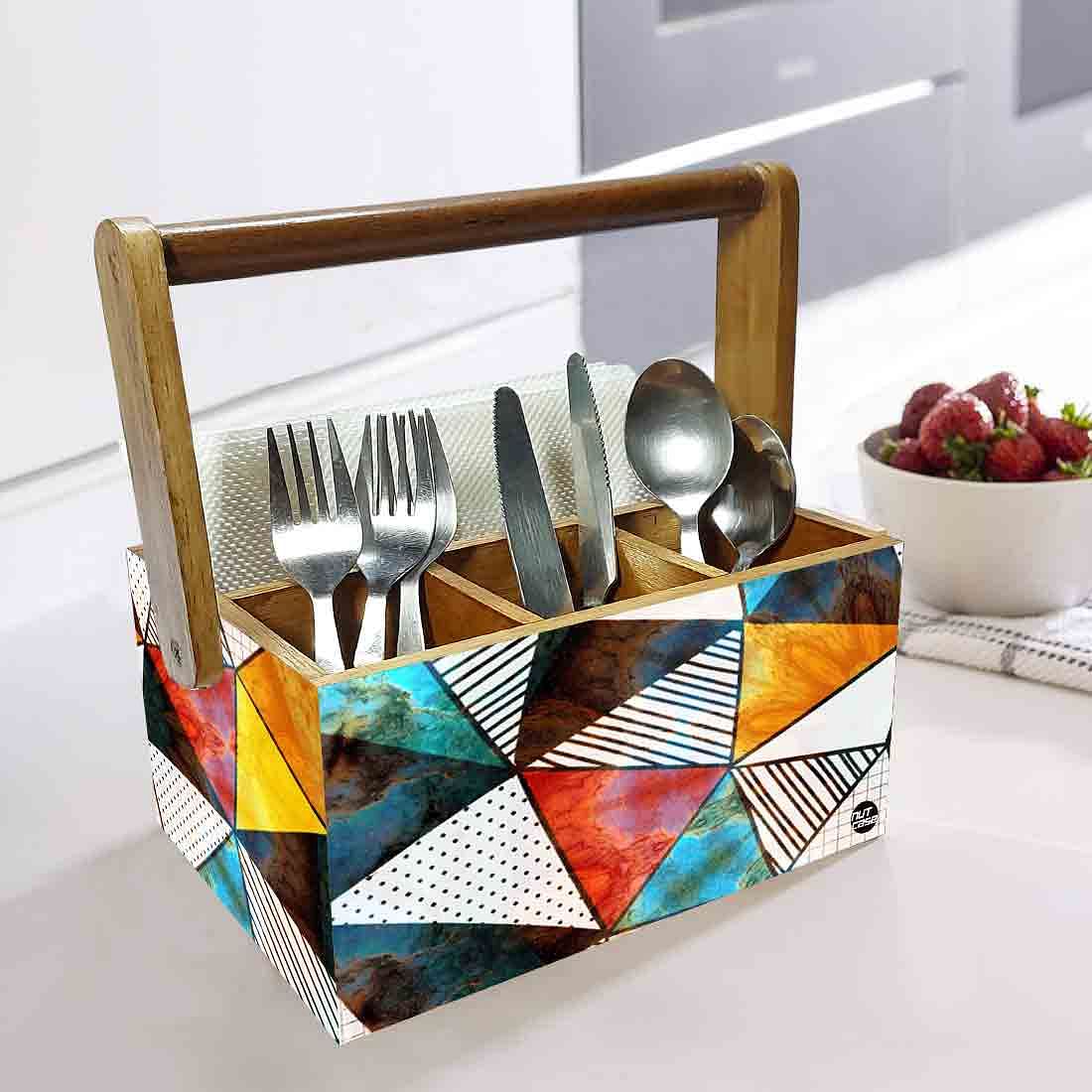 Dining Table Tissue Paper Holder With Handle Spoons Forks Stand - Cubic - Image 2