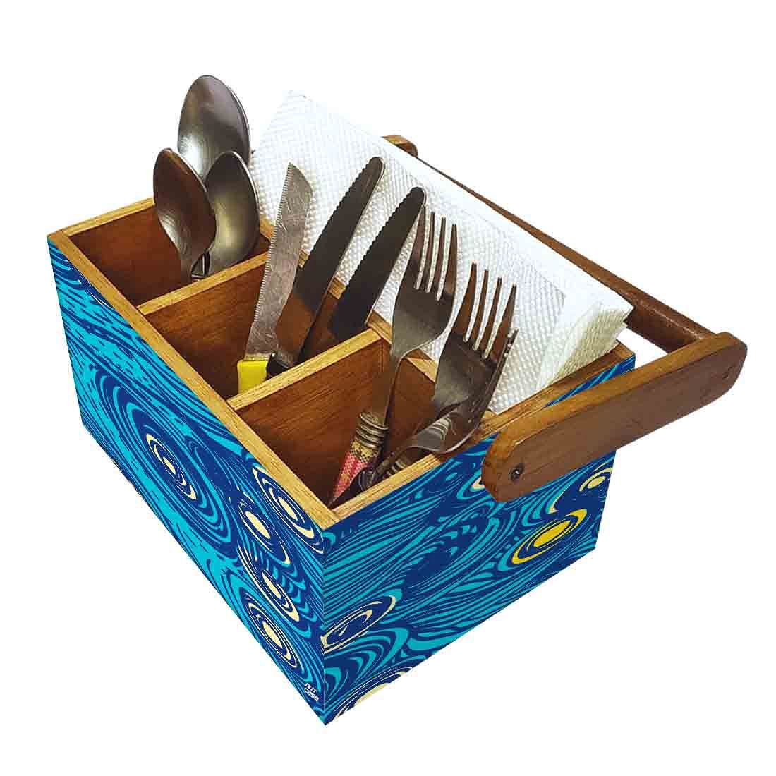 Spoon and Fork Holder With Handle for Kitchen Organizer - Blue Illusion - Image 6