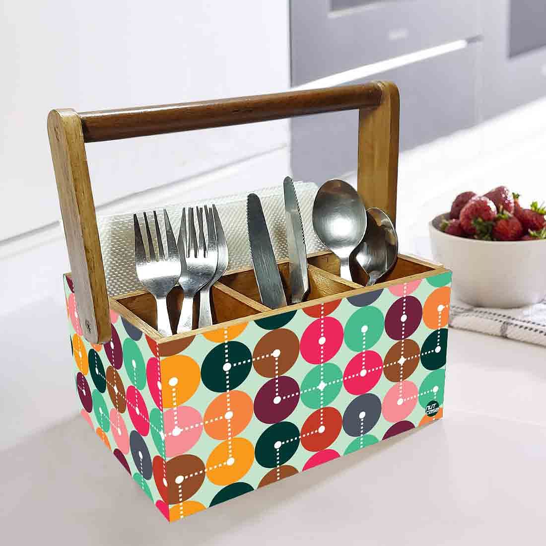 Wooden Tissue Stand for Table Spoons Forks Knives Organizer - Mapping Design - Image 2