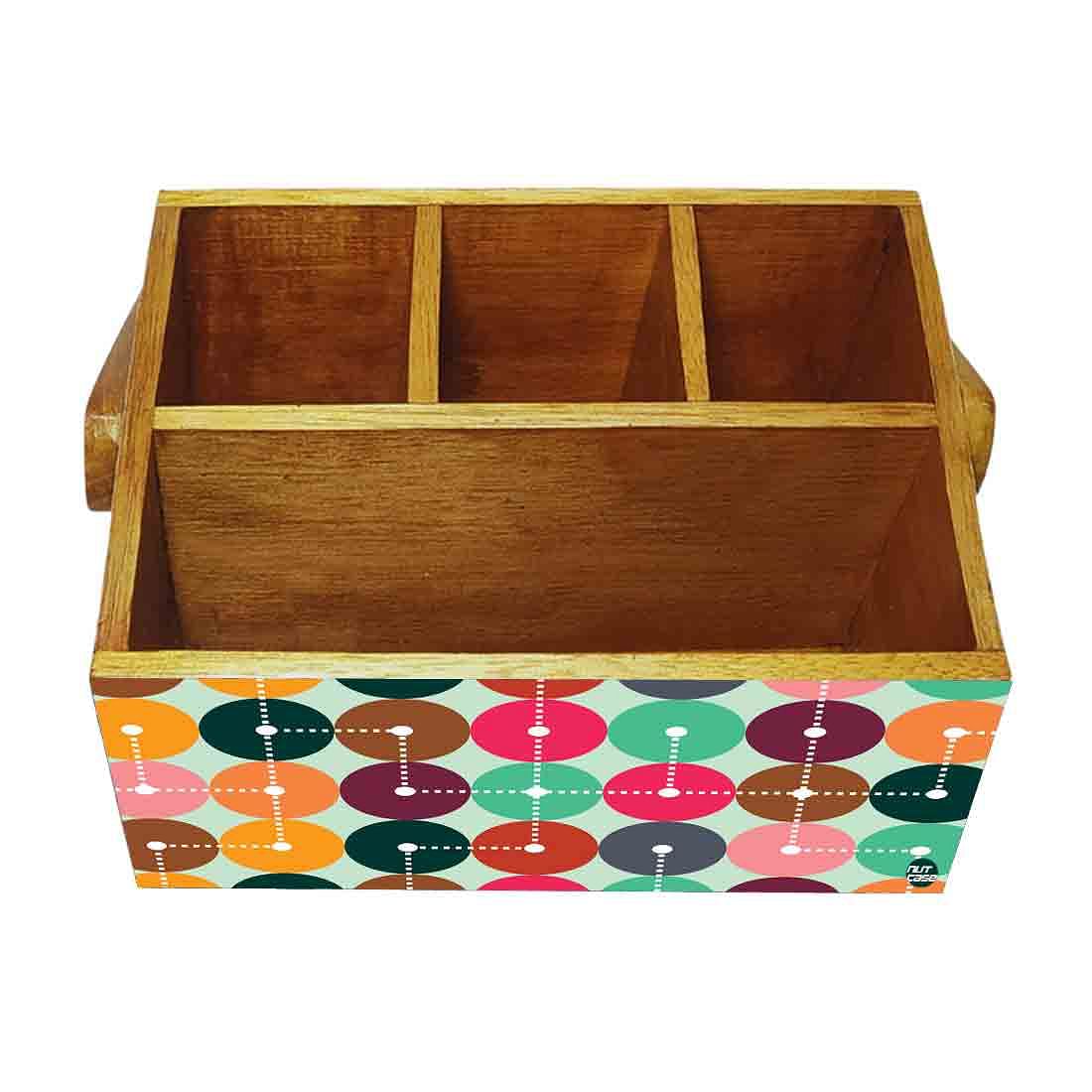 Wooden Tissue Stand for Table Spoons Forks Knives Organizer - Mapping Design - Image 4