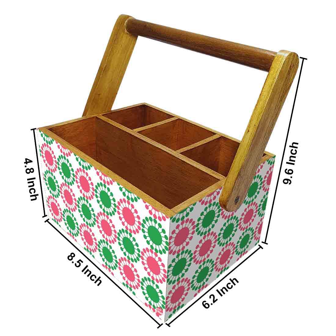 Tissue Paper Holder for Table With Handle Napkin Spoons Stand - Floral - Image 3