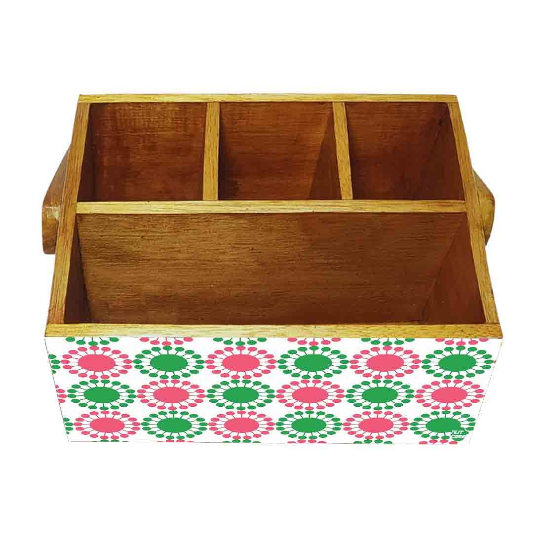 Tissue Paper Holder for Table With Handle Napkin Spoons Stand - Floral - Image 4