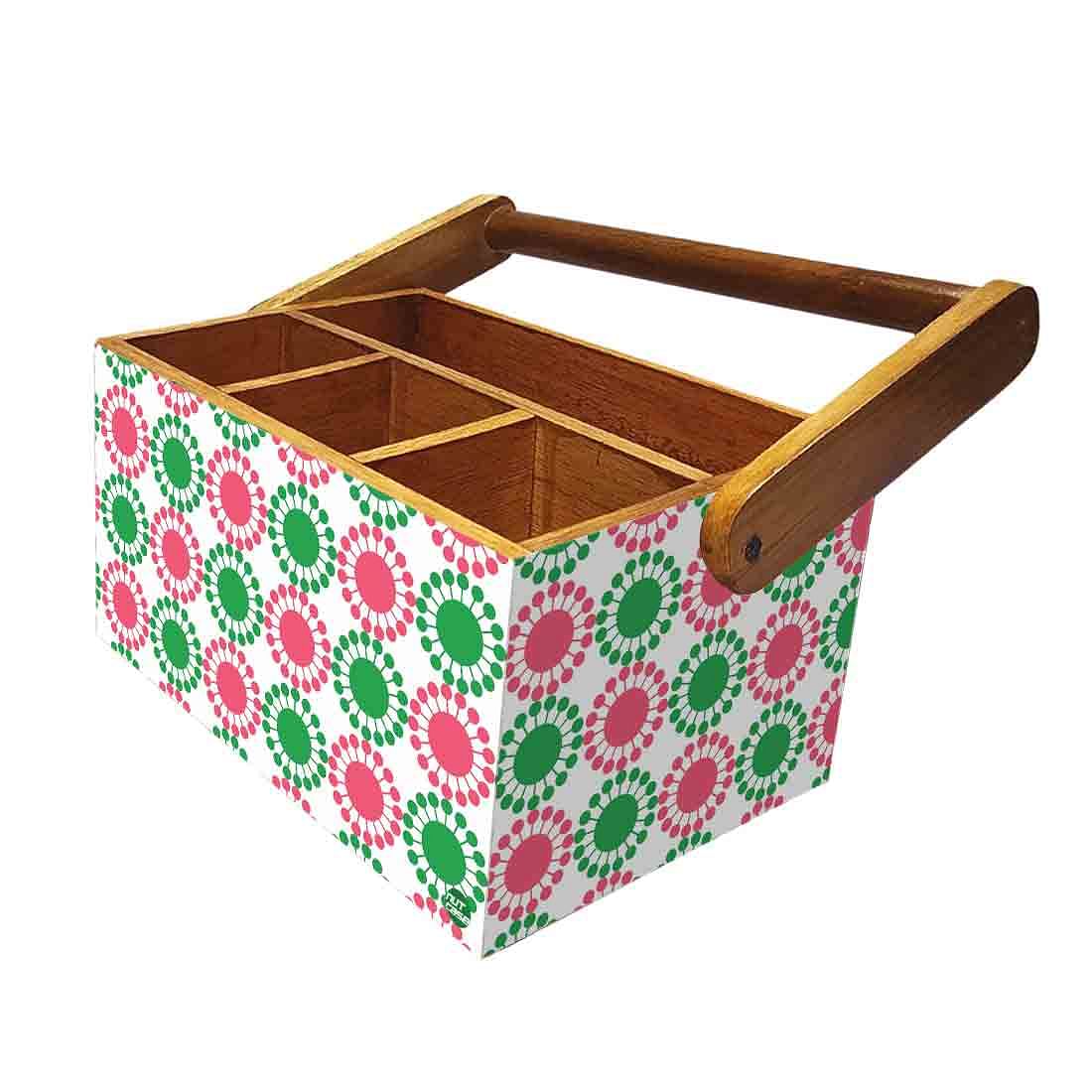 Tissue Paper Holder for Table With Handle Napkin Spoons Stand - Floral - Image 5