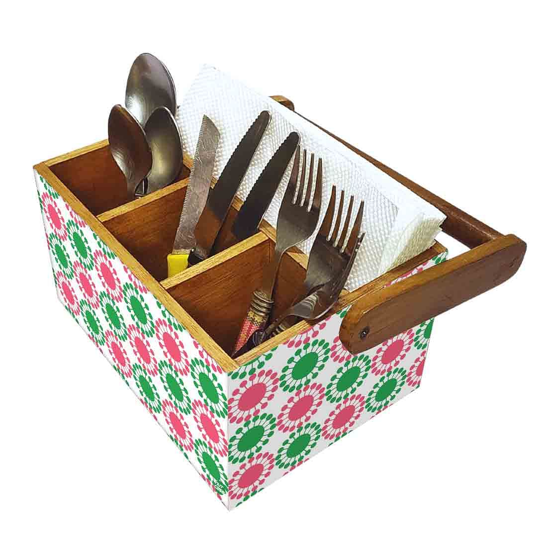 Tissue Paper Holder for Table With Handle Napkin Spoons Stand - Floral - Image 6