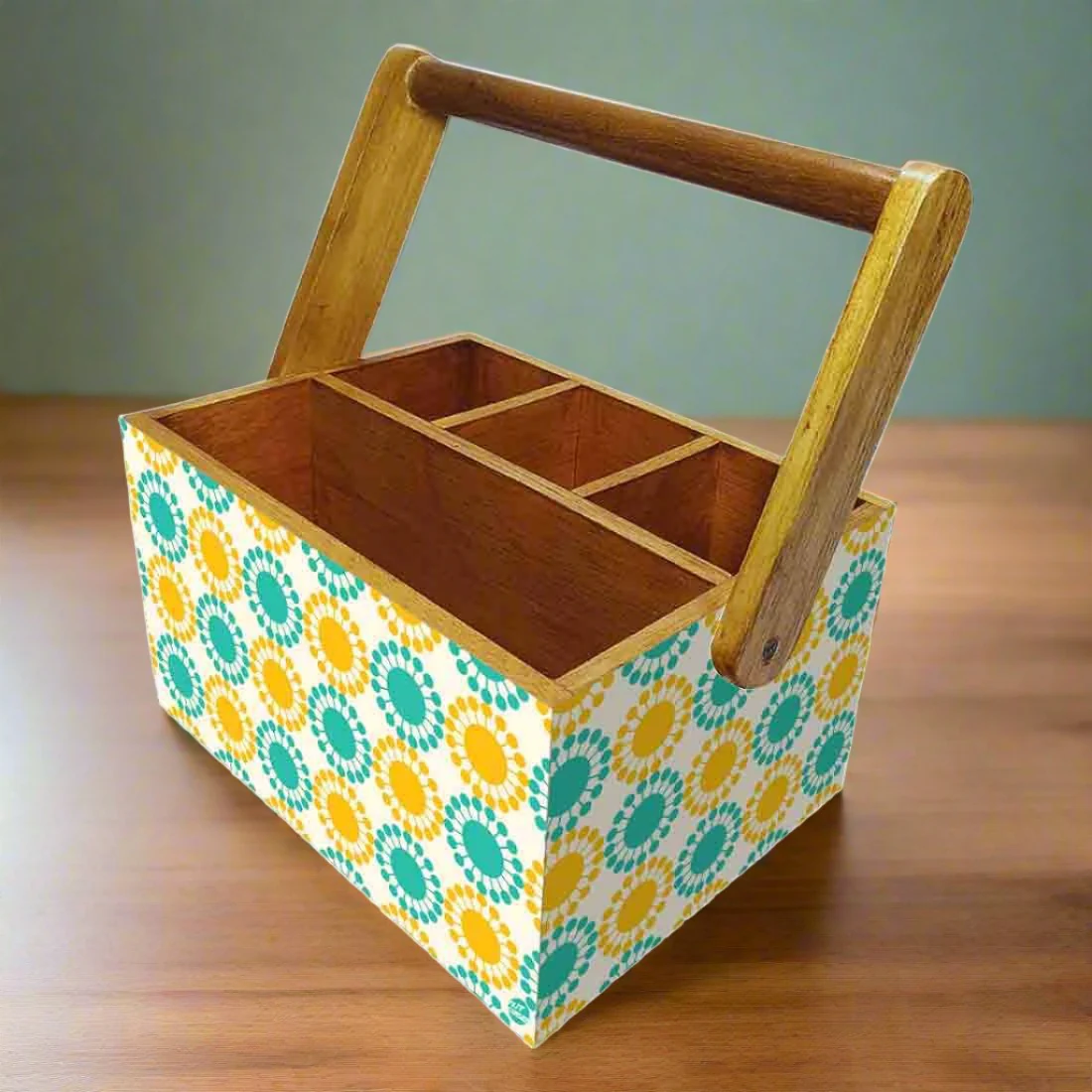 Cutlery Tissue Holder for Table With Handle Kitchen Organizer - Floral