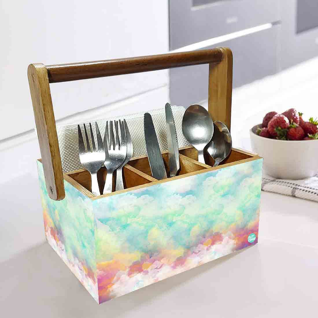 Cutlery Tissue Holder for Dining Table Spoons Knives Organizer - Watercolor - Image 2