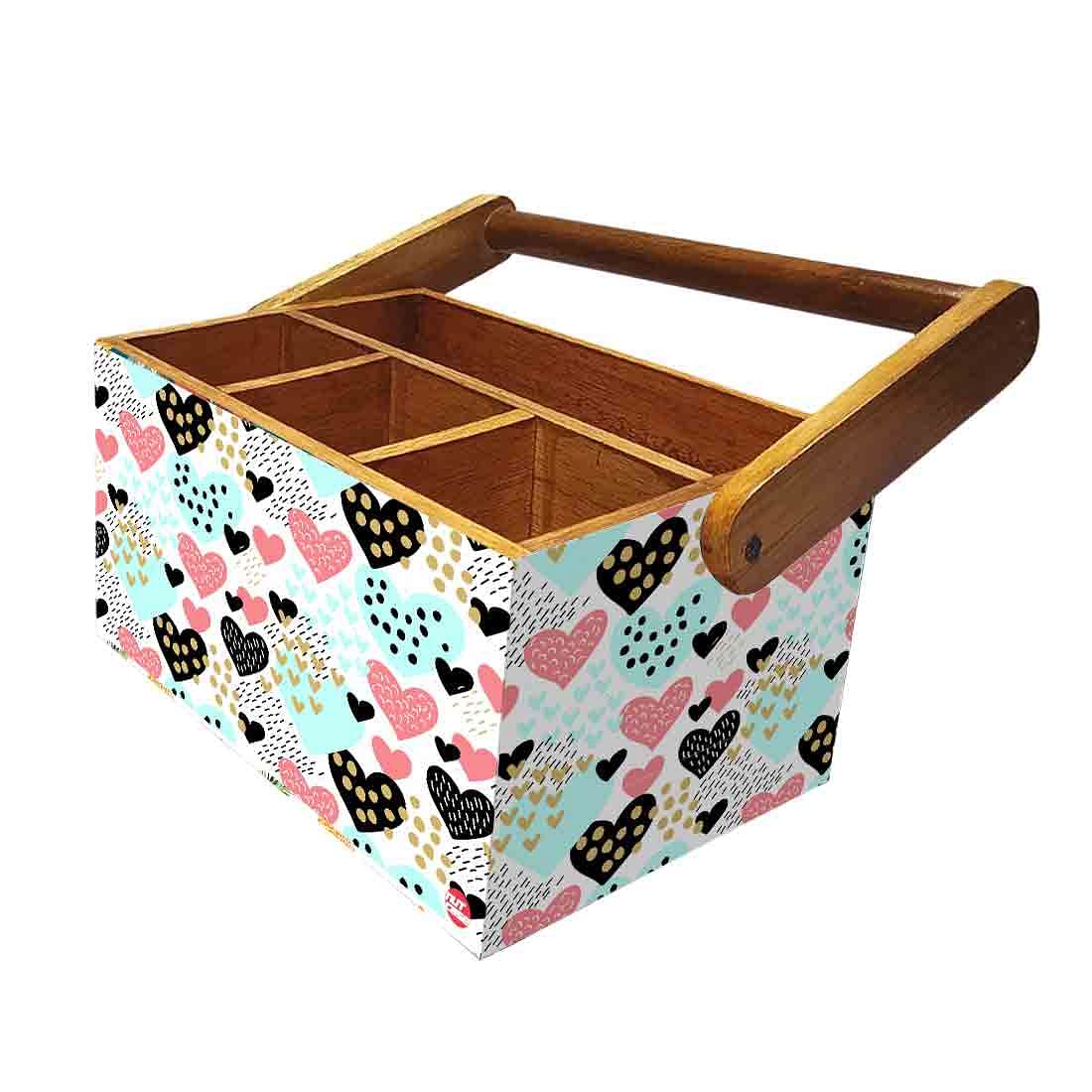 Cutlery Holder Big Size With Handle Tissue Napkin Spoon Rack - Hearts - Image 5