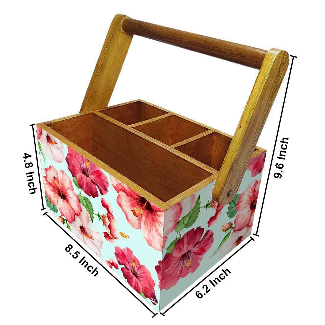Cutlery and Tissue Holder With Handle for Dining Table Organizer - Hibiscus - Image 3