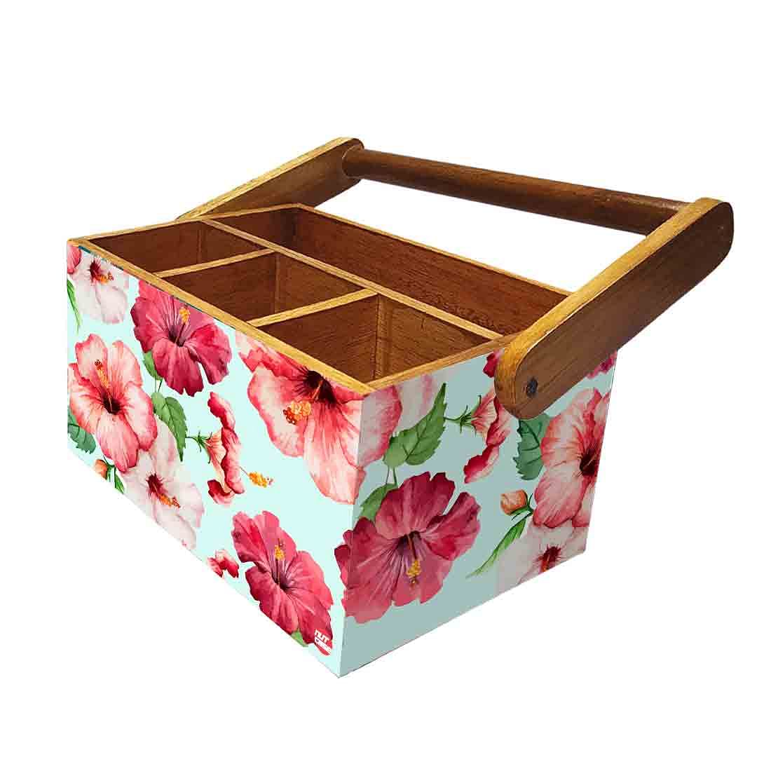 Cutlery and Tissue Holder With Handle for Dining Table Organizer - Hibiscus - Image 5