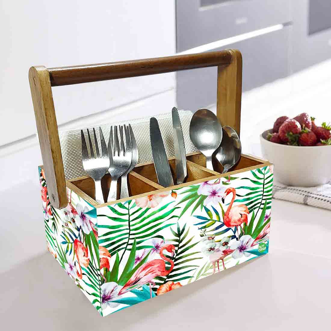 Cutlery Stand for Dining Table Forks Knives & Spoons Organizer - Swan and Leaves - Image 2