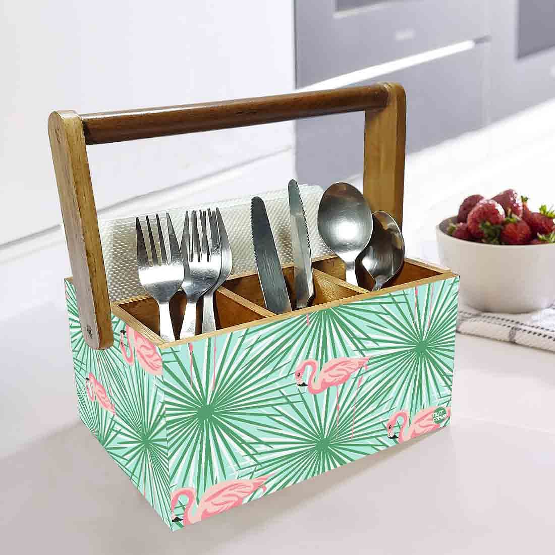 Wooden Spoons Stand for Dining Table Cutlery Holder With Handle - Swan - Image 2