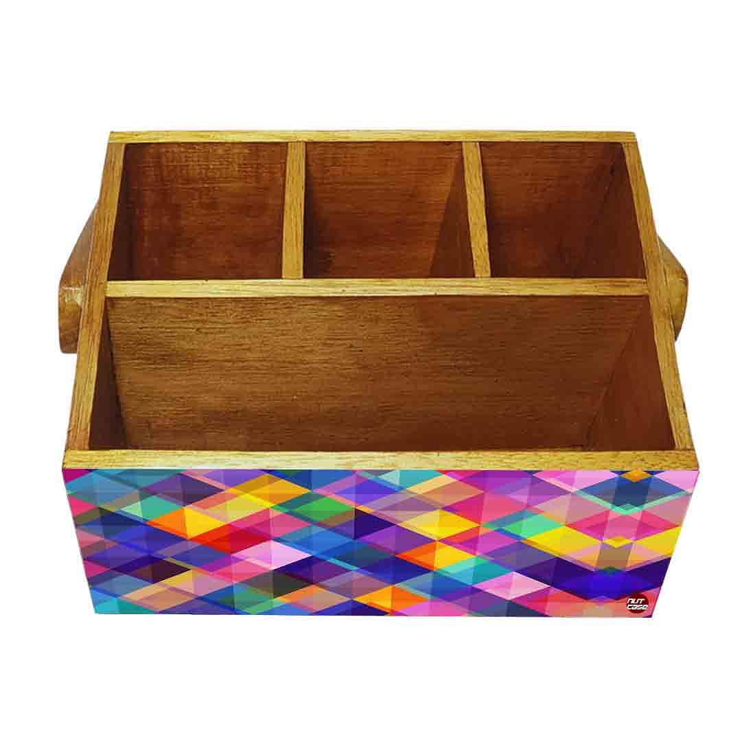 Spoon Holder Stand for Kitchen Organizer Knives & Forks - Multicolor Checks - Image 4