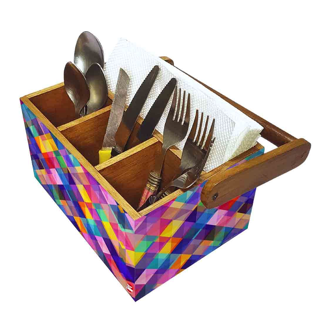 Spoon Holder Stand for Kitchen Organizer Knives & Forks - Multicolor Checks - Image 6