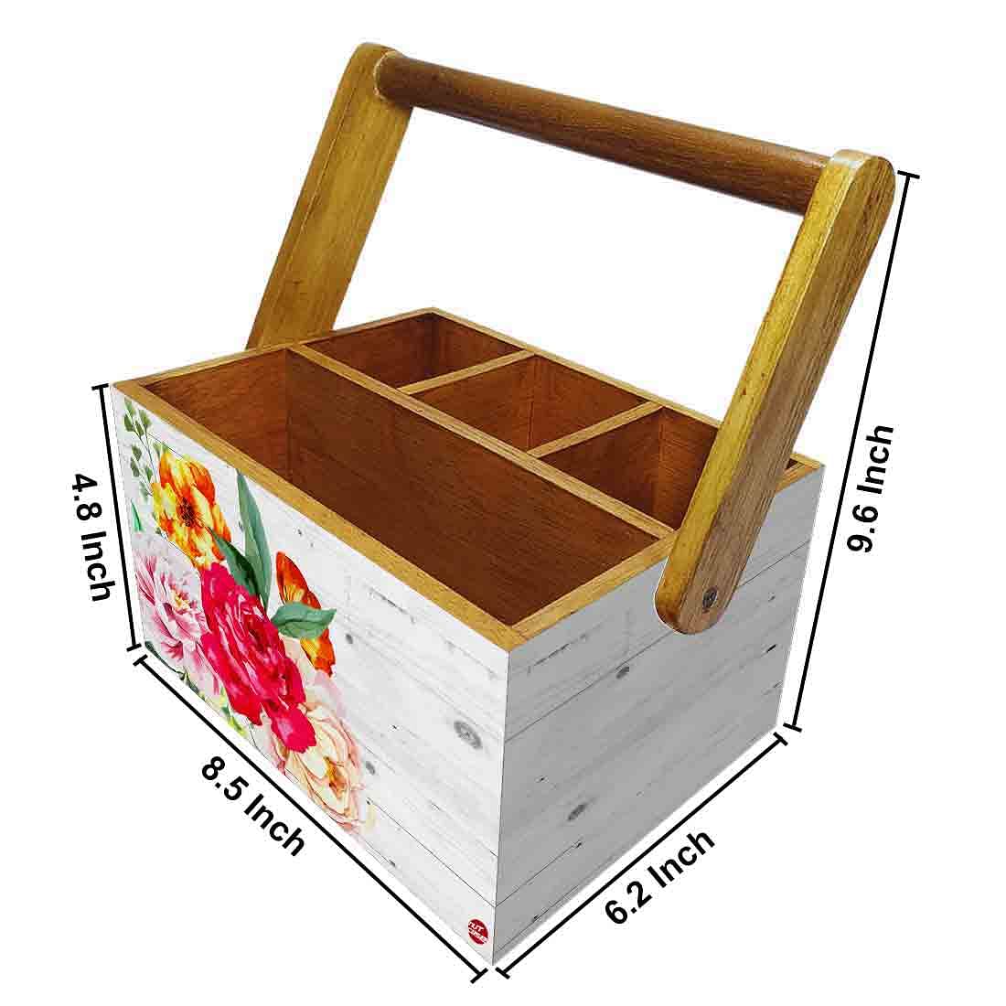 Cutlery Holder Spoon Stand for kitchen With Handle - Roses - Image 3