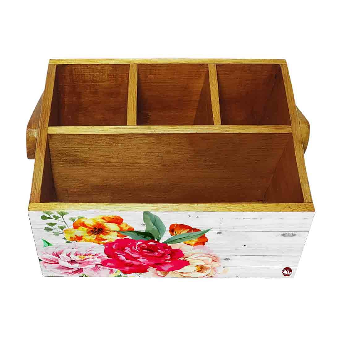Cutlery Holder Spoon Stand for kitchen With Handle - Roses - Image 4