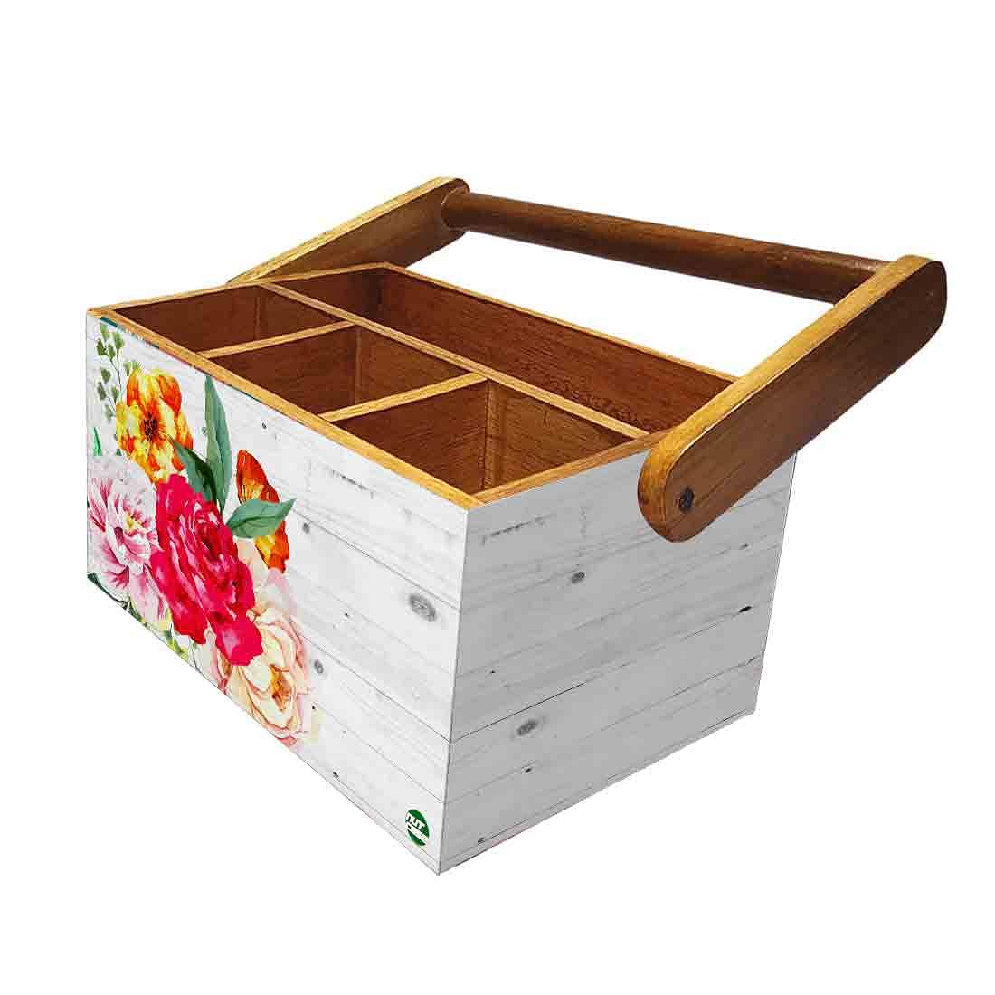 Cutlery Holder Spoon Stand for kitchen With Handle - Roses - Image 5