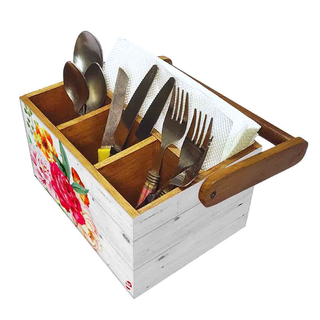 Cutlery Holder Spoon Stand for kitchen With Handle - Roses - Image 6