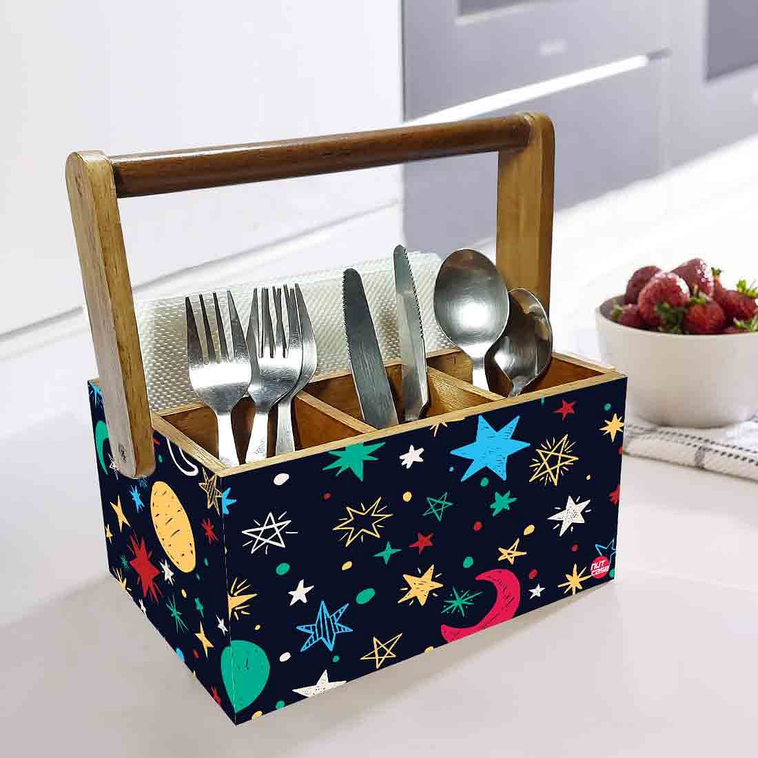 Spoon Stand for Dining Table Forks & Knives Organizer - Stars and Moon - Image 2