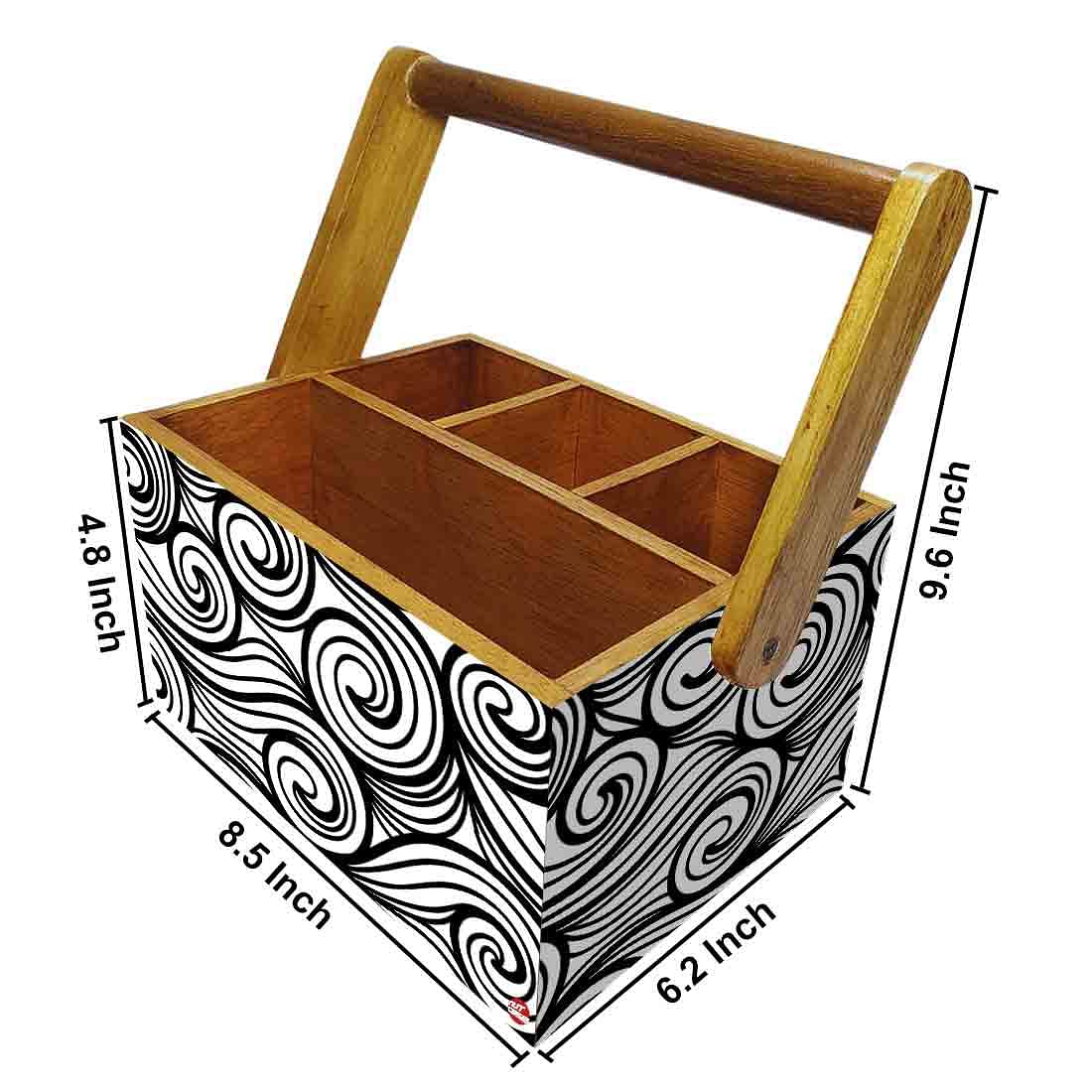 Cutlery Stand With Tissue Holder for Dining Table Spoons Organizer - Black Illusion - Image 3