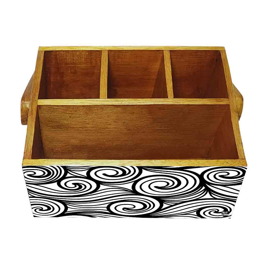 Cutlery Stand With Tissue Holder for Dining Table Spoons Organizer - Black Illusion - Image 4