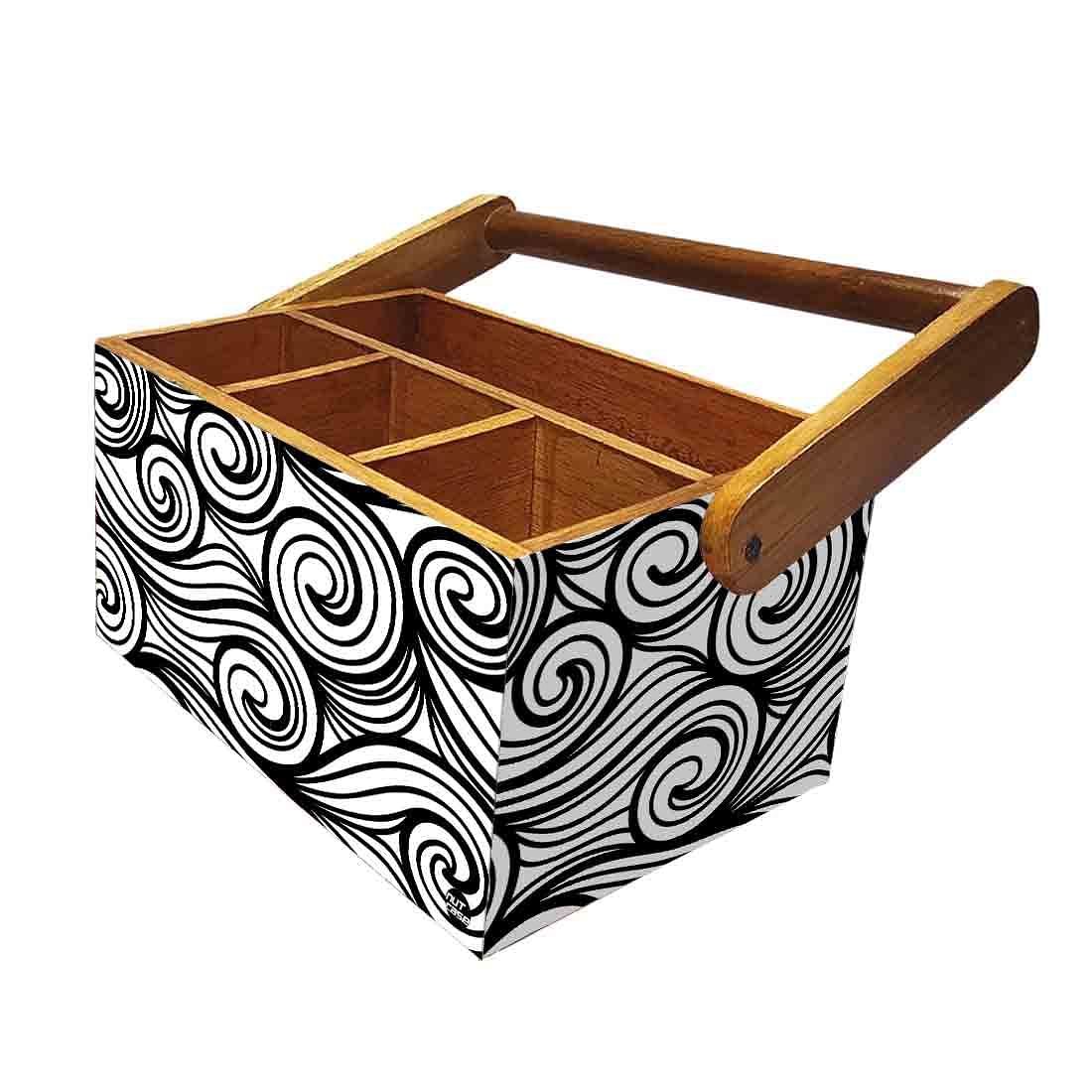 Cutlery Stand With Tissue Holder for Dining Table Spoons Organizer - Black Illusion - Image 5