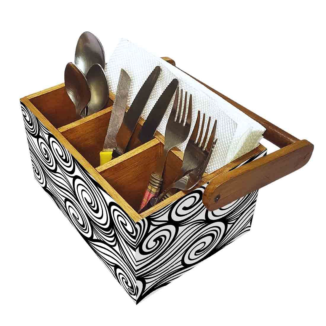 Cutlery Stand With Tissue Holder for Dining Table Spoons Organizer - Black Illusion - Image 6